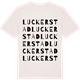 Vintage White t-shirt med Luckerstad ordlek t-shirt
