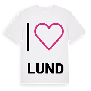 Jag älskar Lund t-shirt stort tryck – ekologisk bomull t-shirt från PinShirt