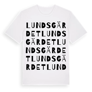 Lundsgärdet ordlek t-shirt – ekologisk bomull t-shirt från Pinshirt