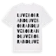 White t-shirt med Luvebo Brand ordlek t-shirt