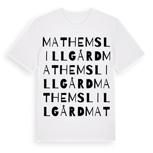Mathems Lillgård ordlek t-shirt – ekologisk bomull t-shirt från Pinshirt
