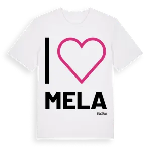 Jag älskar Mela t-shirt stort tryck – ekologisk bomull t-shirt från Pinshirt