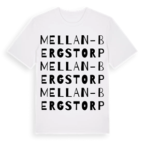 Mellan-Bergstorp ordlek t-shirt – ekologisk bomull t-shirt från Pinshirt