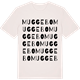 Vintage White t-shirt med Muggebo ordlek t-shirt