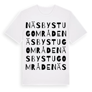 Näsby stugområde ordlek t-shirt – ekologisk bomull t-shirt från Pinshirt