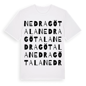 Nedra Götala ordlek t-shirt – ekologisk bomull t-shirt från Pinshirt