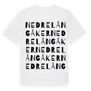 Nedre Långåker ordlek t-shirt – ekologisk bomull t-shirt från Pinshirt