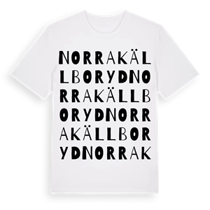 Norra Källboryd ordlek t-shirt – ekologisk bomull t-shirt från Pinshirt