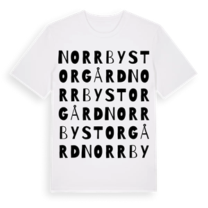 Norrby Storgård ordlek t-shirt – ekologisk bomull t-shirt från Pinshirt