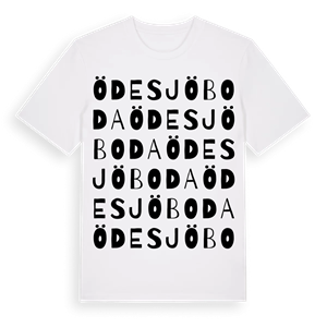 Ödesjöboda ordlek t-shirt – ekologisk bomull t-shirt från Pinshirt