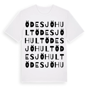 Ödesjöhult ordlek t-shirt – ekologisk bomull t-shirt från Pinshirt