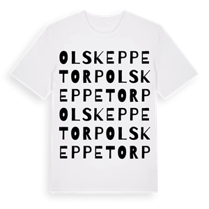 Olskeppetorp ordlek t-shirt – ekologisk bomull t-shirt från Pinshirt