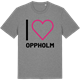 Mid Heather Gray t-shirt med Jag älskar Oppholm t-shirt stort tryck