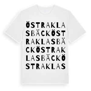 Östra Klasbäck ordlek t-shirt – ekologisk bomull t-shirt från Pinshirt