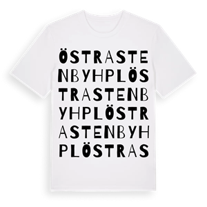 Östra Stenby hpl ordlek t-shirt – ekologisk bomull t-shirt från Pinshirt