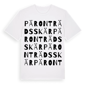 Päronträdsskär ordlek t-shirt – ekologisk bomull t-shirt från Pinshirt