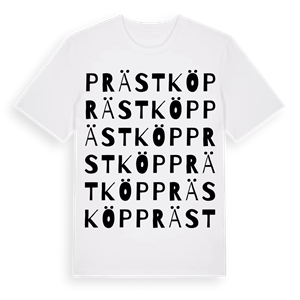 Prästköp ordlek t-shirt – ekologisk bomull t-shirt från Pinshirt