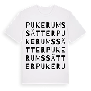 Pukerumssätter ordlek t-shirt – ekologisk bomull t-shirt från Pinshirt