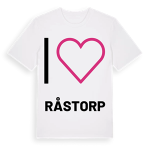 Jag älskar Råstorp t-shirt stort tryck – ekologisk bomull t-shirt från PinShirt