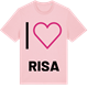 Pink Cotton t-shirt med Jag älskar Risa t-shirt stort tryck