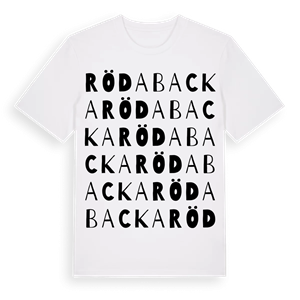 Röda Backa ordlek t-shirt – ekologisk bomull t-shirt från Pinshirt