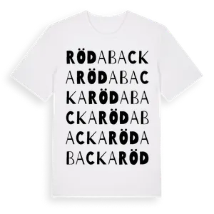 Röda Backa ordlek t-shirt – ekologisk bomull t-shirt från Pinshirt