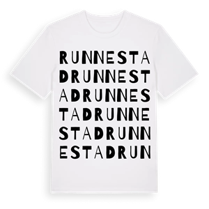 Runnestad ordlek t-shirt – ekologisk bomull t-shirt från Pinshirt