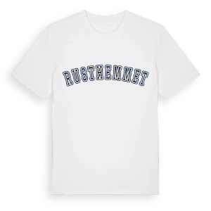 Rusthemmet college t-shirt – ekologisk bomull t-shirt från Pinshirt