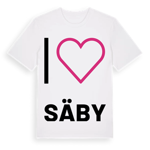 Jag älskar Säby t-shirt stort tryck – ekologisk bomull t-shirt från PinShirt