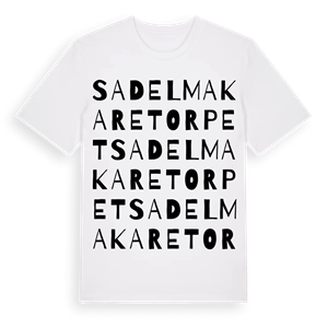 Sadelmakaretorpet ordlek t-shirt – ekologisk bomull t-shirt från Pinshirt