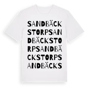 Sandbäckstorp ordlek t-shirt – ekologisk bomull t-shirt från Pinshirt