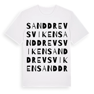 Sanddrevsviken ordlek t-shirt – ekologisk bomull t-shirt från Pinshirt