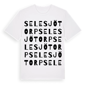 Selesjötorp ordlek t-shirt – ekologisk bomull t-shirt från Pinshirt