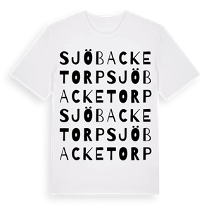 Sjöbacketorp ordlek t-shirt – ekologisk bomull t-shirt från Pinshirt