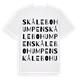 White t-shirt med Skålebohumpen ordlek t-shirt