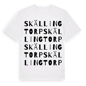 Skällingtorp ordlek t-shirt – ekologisk bomull t-shirt från Pinshirt