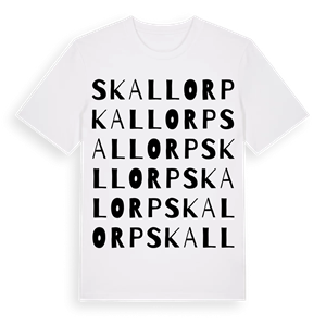 Skallorp ordlek t-shirt – ekologisk bomull t-shirt från Pinshirt