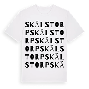 Skälstorp ordlek t-shirt – ekologisk bomull t-shirt från PinShirt