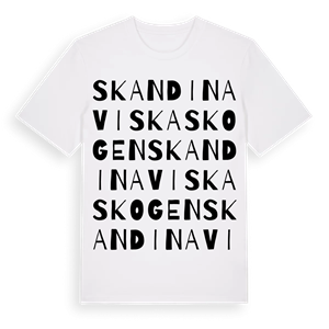 Skandinaviska skogen ordlek t-shirt – ekologisk bomull t-shirt från Pinshirt