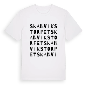 Skanvikstorpet ordlek t-shirt – ekologisk bomull t-shirt från Pinshirt