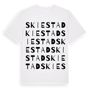 Skiestad ordlek t-shirt – ekologisk bomull t-shirt från Pinshirt