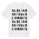 White t-shirt med Skirlångsnäs ordlek t-shirt