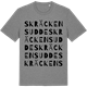 Mid Heather Gray t-shirt med Skräckens udde ordlek t-shirt