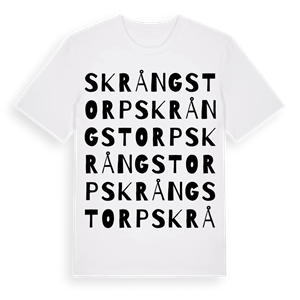 Skrångstorp ordlek t-shirt – ekologisk bomull t-shirt från Pinshirt