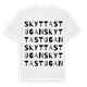 White t-shirt med Skyttastugan ordlek t-shirt