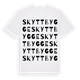 White t-shirt med Skyttbygge ordlek t-shirt