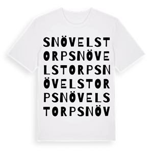 Snövelstorp ordlek t-shirt – ekologisk bomull t-shirt från Pinshirt