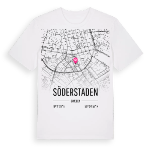 Söderstaden karta t-shirt – ekologisk bomull t-shirt från Pinshirt