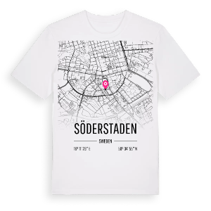 Söderstaden karta t-shirt – ekologisk bomull t-shirt från Pinshirt
