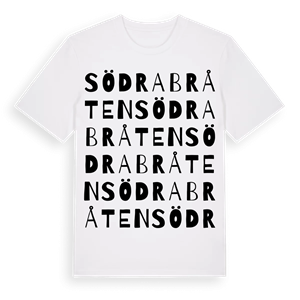 Södra Bråten ordlek t-shirt – ekologisk bomull t-shirt från Pinshirt
